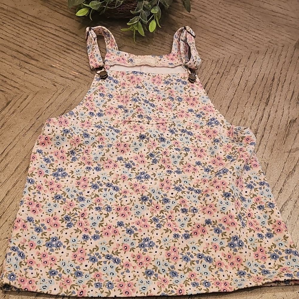 Floral Denim Overall Dress 6X